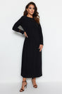 Black Basic Scuba Crepe Knitted Dress Tctss23eb00003