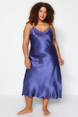 Indigo Lace Detailed Satin Woven Nightgown Tbbaw24ch00004