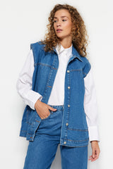 Blue Pocket Denim Vest Tctaw24yl00031