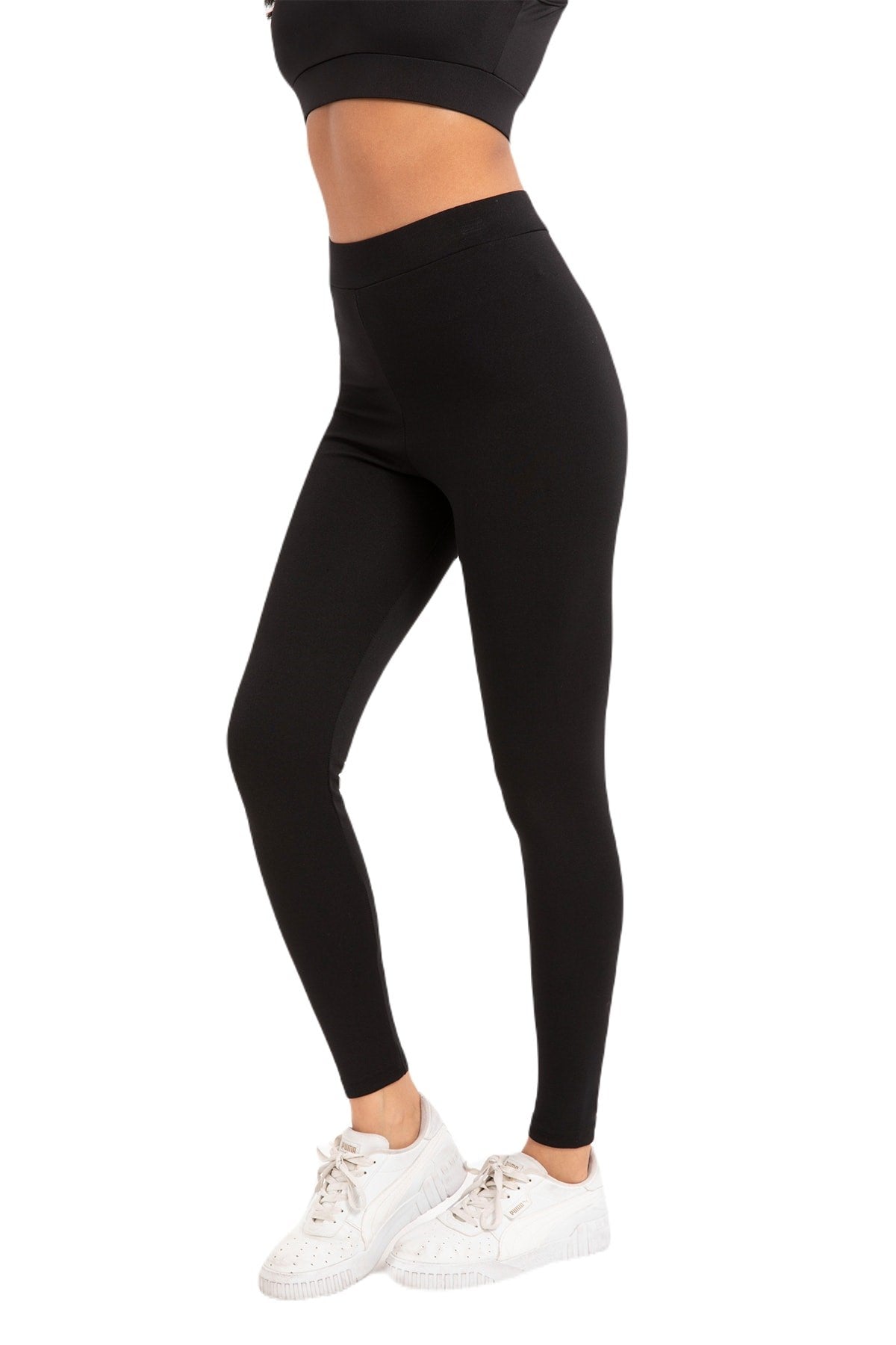 Women's Black Classic Straight Leggings 4001 Alm-4006