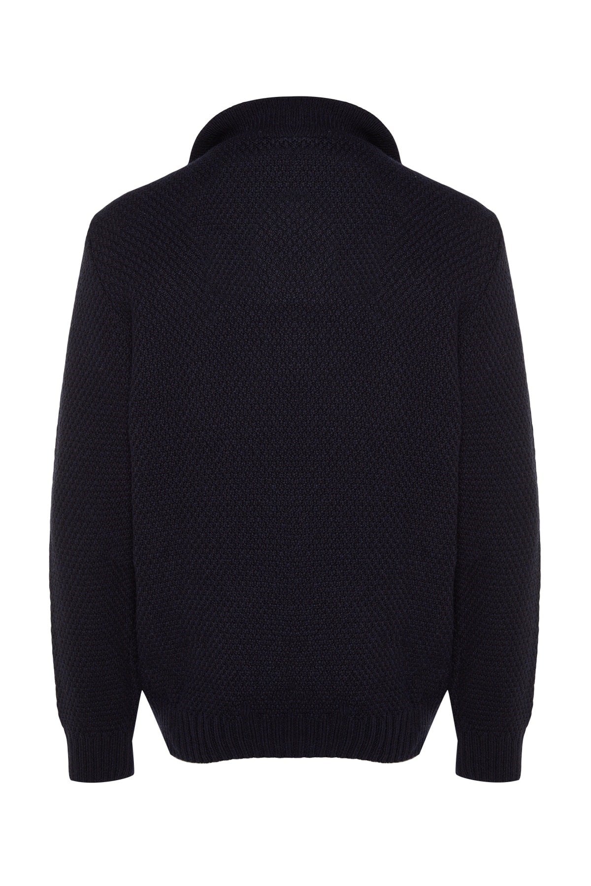 Men's Indigo Regular Fit Zipper Half Turtleneck Knitwear Sweater Tmnaw24kz00047