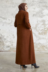 Danila Handle Ribbed Abaya - Taba Ms00tz6024