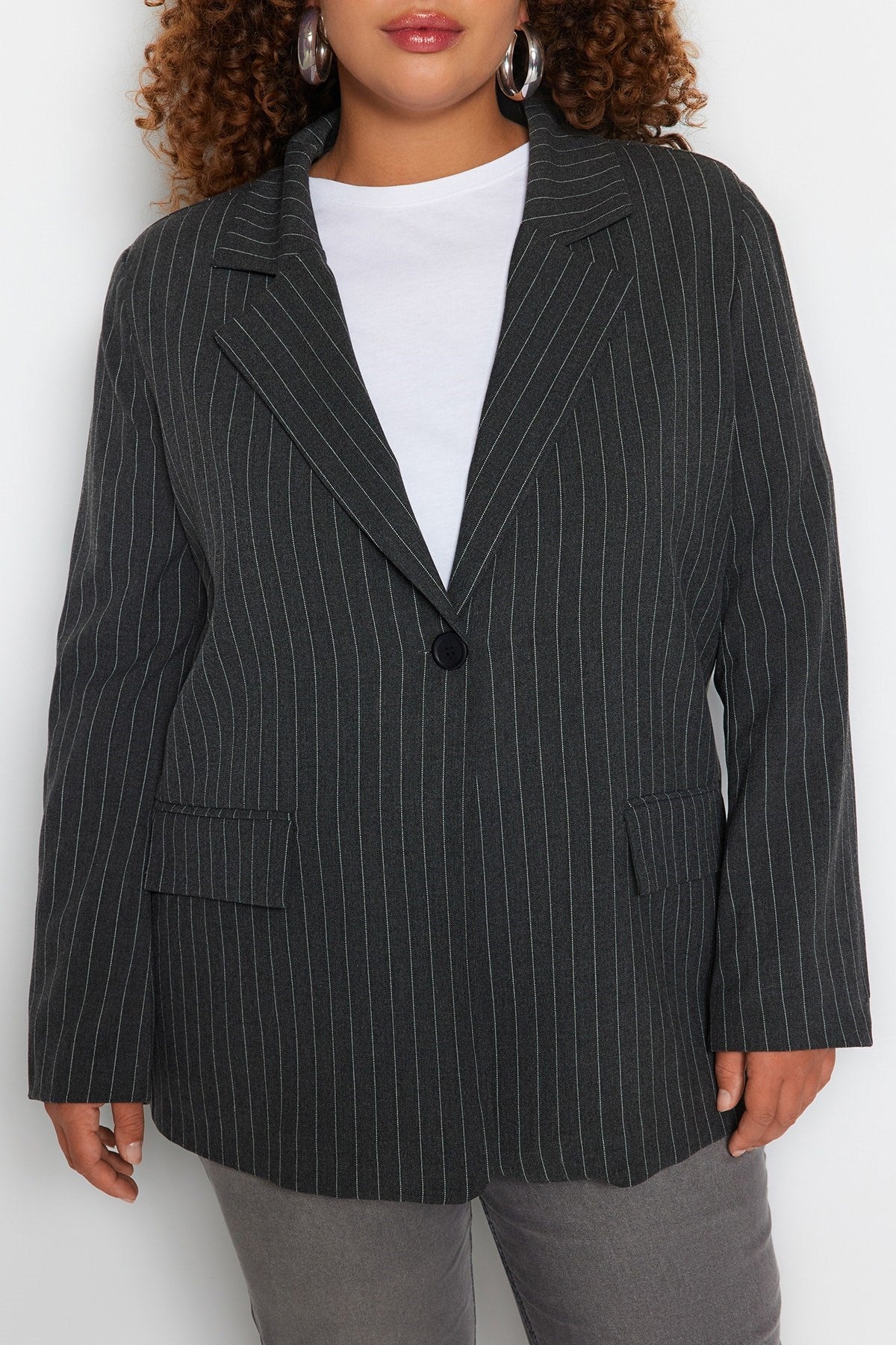 Striped Woven Blazer Jacket Tbbss23ag00017