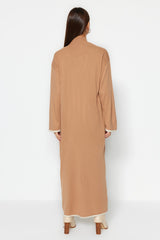 Beige Casual Cut Long Knitwear Dress Tctaw24eb00032