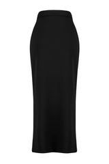 Black Smart Crepe Slit Detailed Maxi High Waist Flexible Knitted Skirt Twoss23et00351