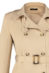 Beige Fitted Belted Trench Coat Twoaw24tr00049