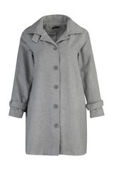 Grey Button-lined Cashmere Coat Tctaw23ab00007