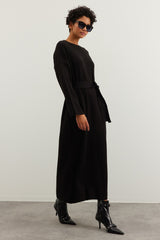 Black Belted Ribana Knitwear Dress Tctaw24eb00008