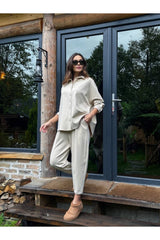 Stone Modal Pants Shirt Suit 50883