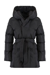 Black Oversize Belted Water Repellent Inflatable Coat Twoaw23mo00007