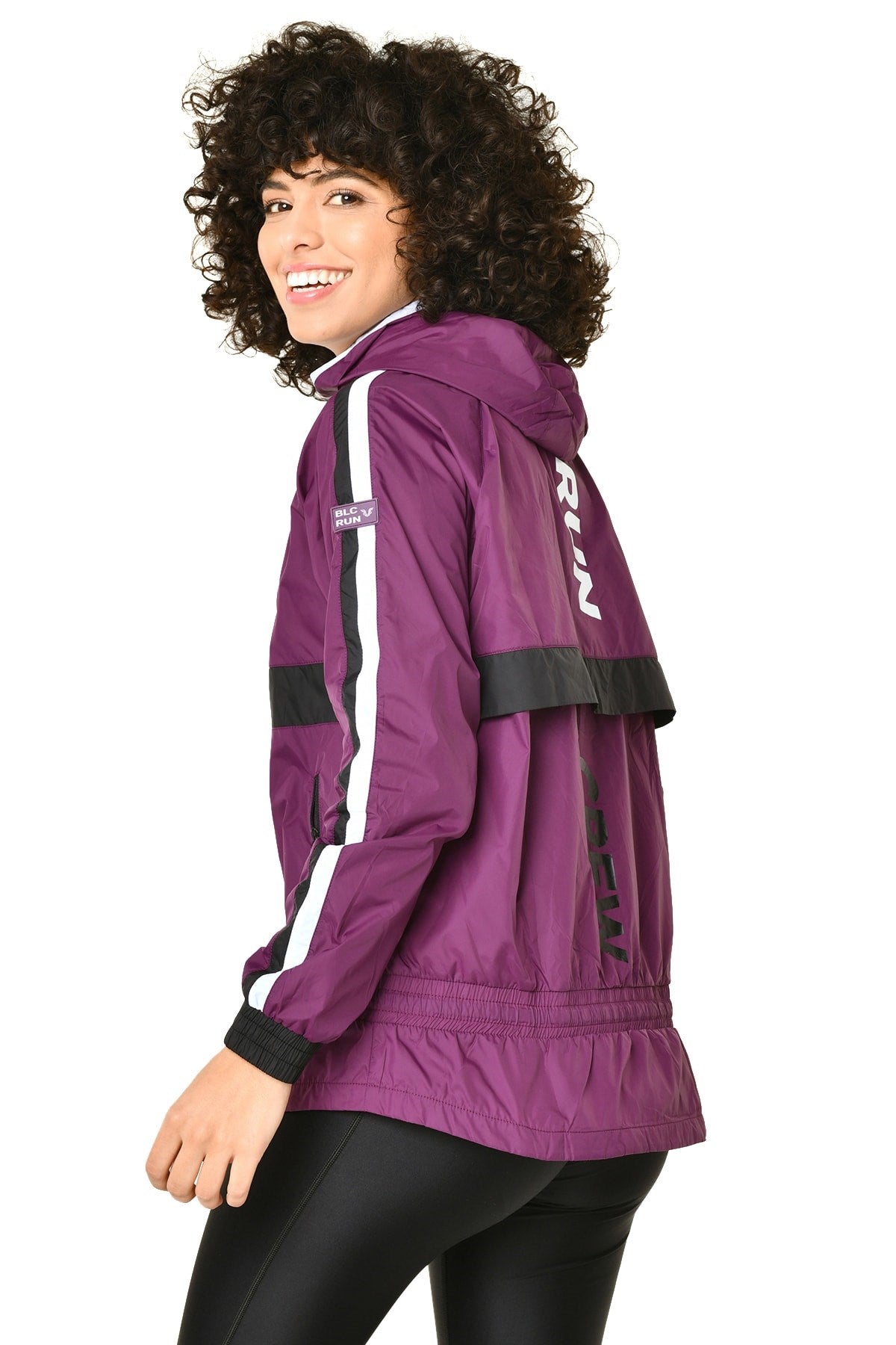 White Women's Pocket Zipper Hooded Sports Windbreaker Raincoat 3512 Tb18wo10s3512-1