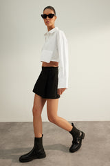 Black Premium Pleated Woven Shorts Skirt Twoaw24sr00034