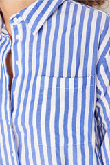 Blue Striped Oversize Woven Shirt Tbbaw23ax00022