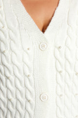 Ecru Stone Detailed Knitwear Cardigan Tbbaw24av00030