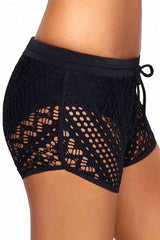 Lace Marine Shorts Combined Bikini Bottom Black Ms4118