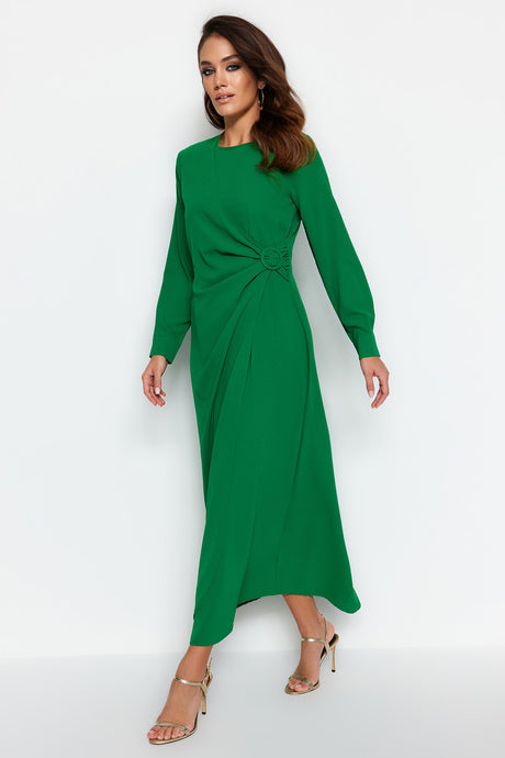 Green Accessory Detailed Aerobin Woven Dress Tctaw24eb00067