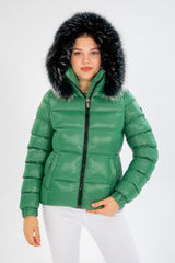 Women's Short Removable Fur Hooded Padded Inflatable Coat 8347 Gfx8347