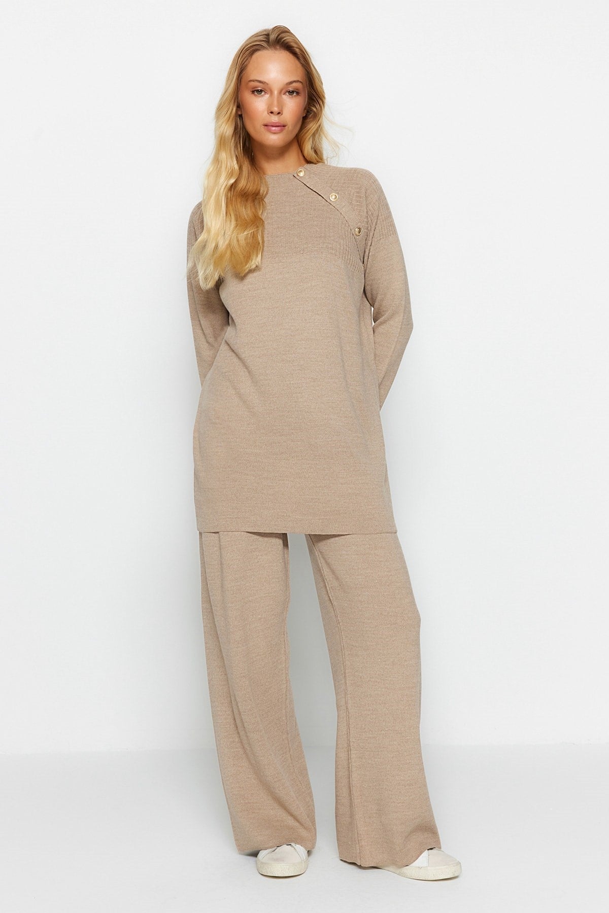 Mink Button Detailed Knitwear Bottom Top Suit Tctaw24us00042