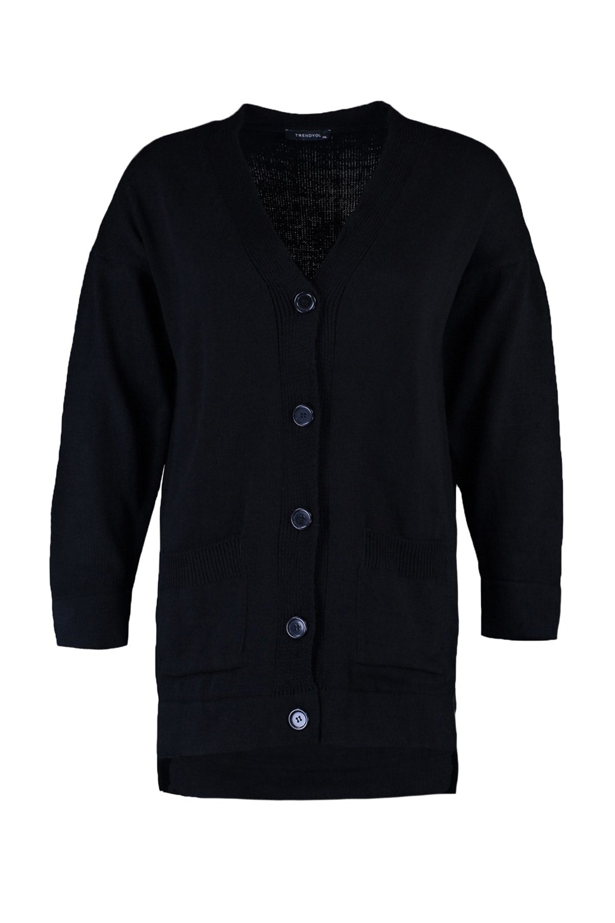 Black V Neck Pocket Knitwear Cardigan Tbbaw23av00038