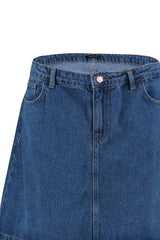 Black High Waist A Shape Denim Skirt Tbbaw23az00042