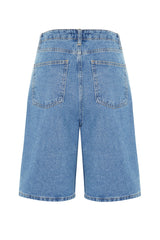 Blue More Sustainable Pleated Denim Shorts Twoss21sr0121