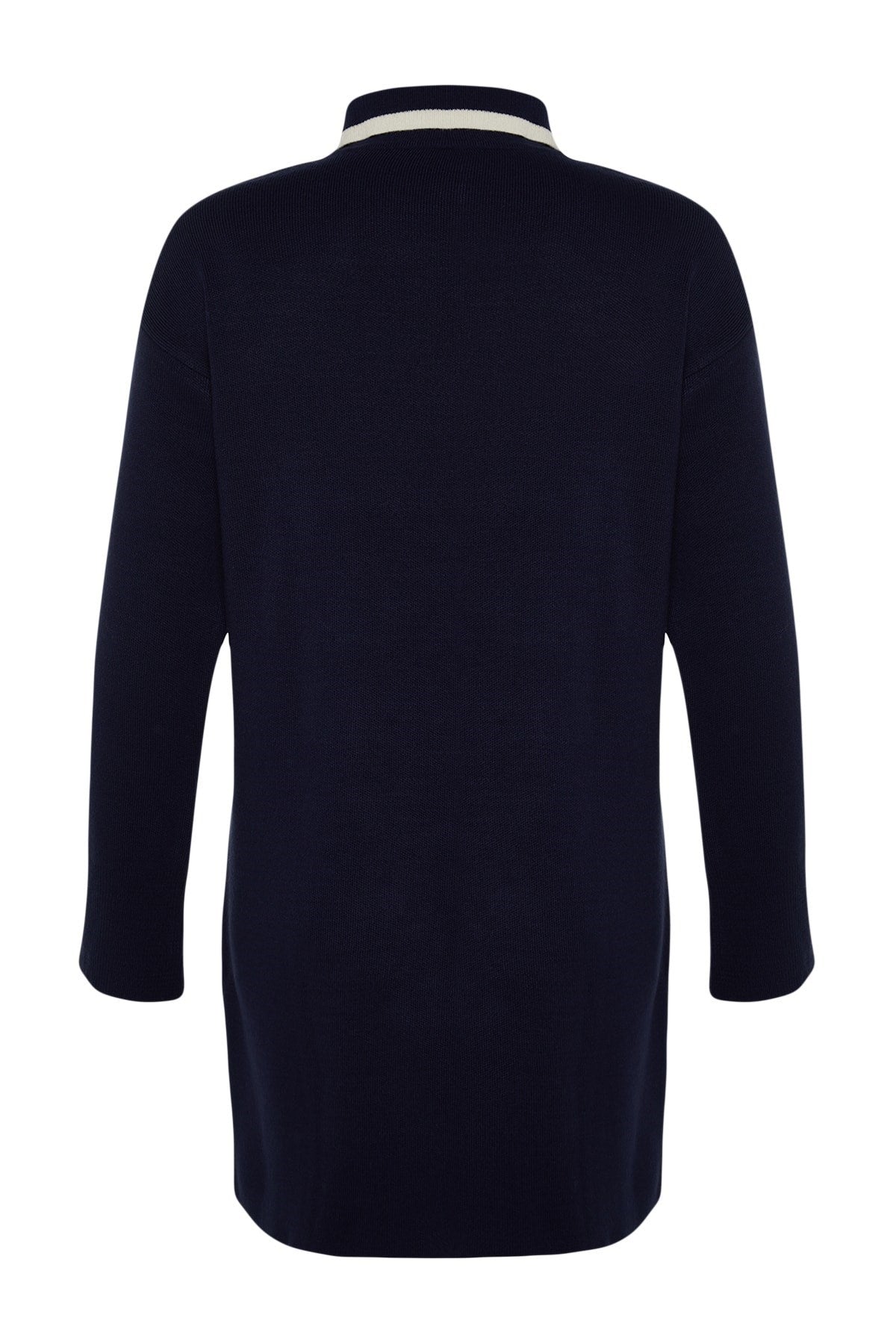 Navy Blue Collar Detailed Knitwear Sweater Tctaw24ak00053