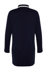 Navy Blue Collar Detailed Knitwear Sweater Tctaw24ak00053