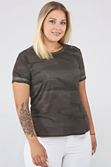 Camouflage Printed Sleeve End Staple Printed Tshirt-oil Sea-ts2127