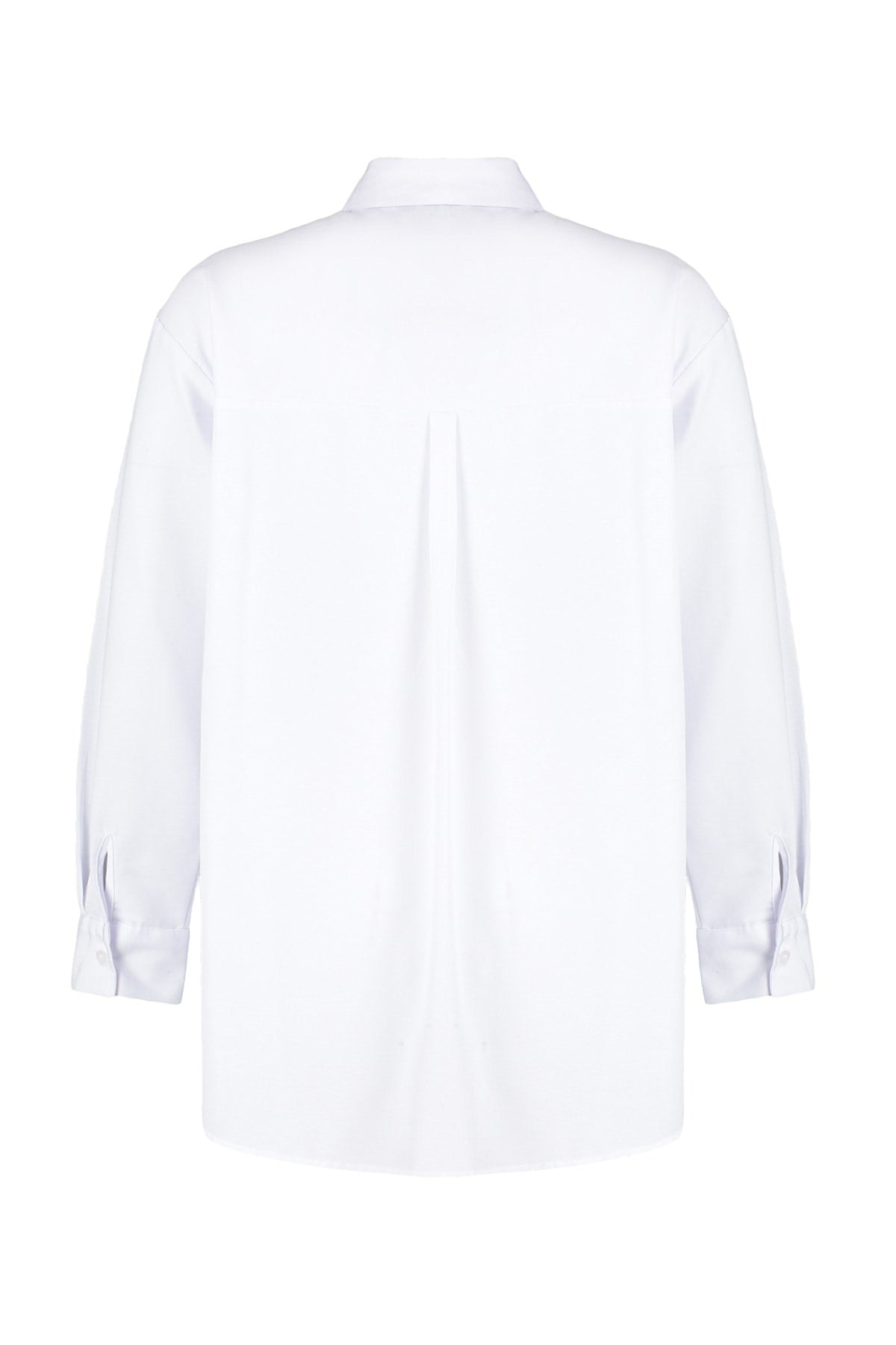 White Oversize Woven Collar Stone Shirt Tbbss23ax00007