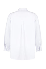 White Oversize Woven Collar Stone Shirt Tbbss23ax00007