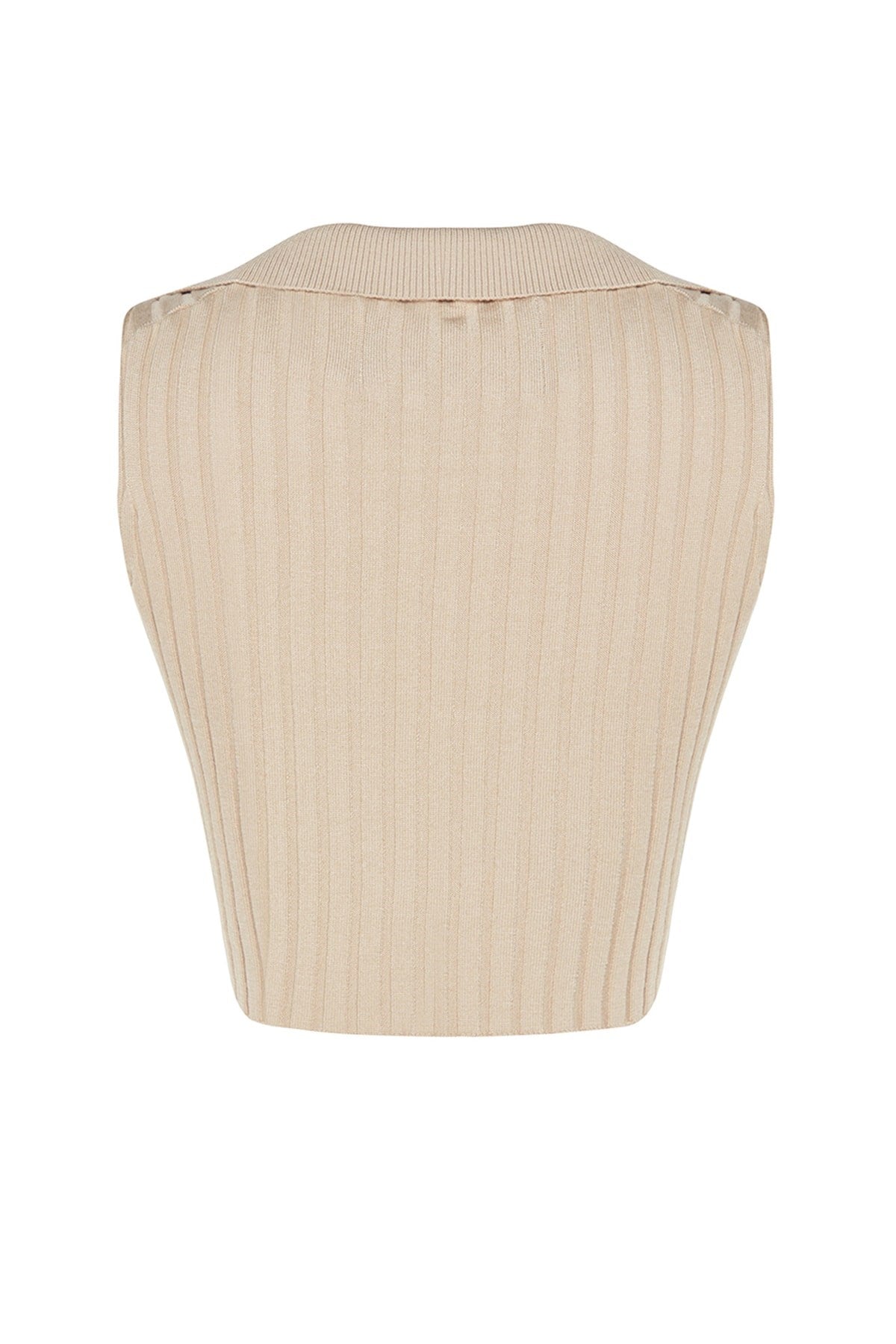 X Sagaza Studio Light Beige Binding Detailed Knitwear Bustier Tclss23bs00007