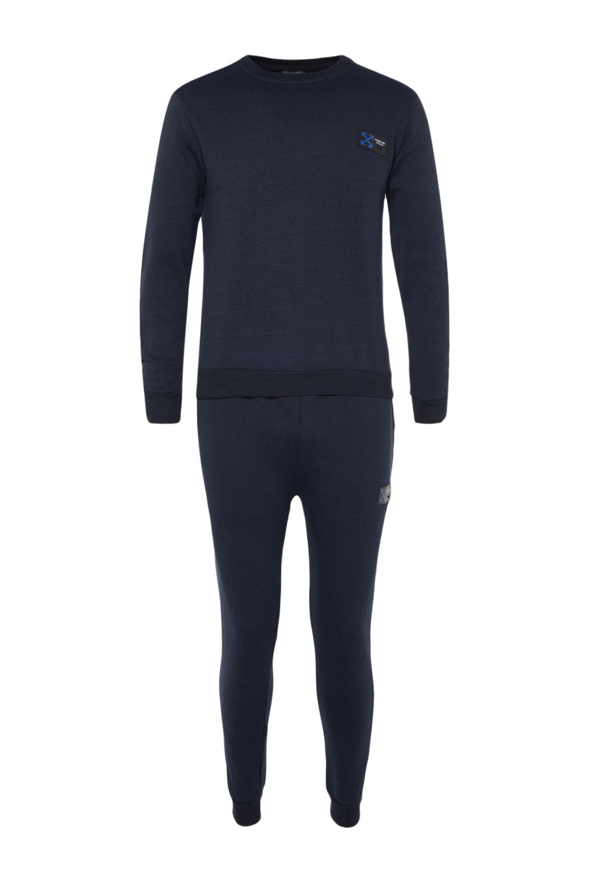 Navy Blue Men's Regular/regular Fit Labeled Inner Soft Feather Cotton Tracksuit Tmnaw21em0060