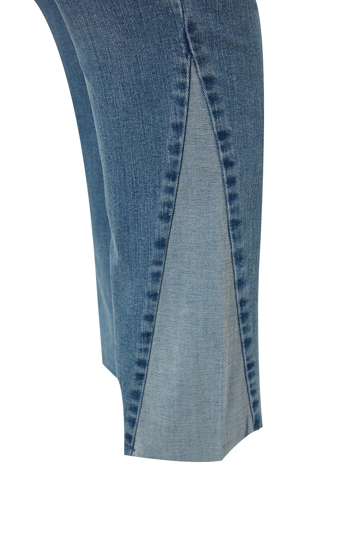 Blue Leg Detailed Raised Waist Flexible Spanish Leg Jeans Tbbaw24cj00051