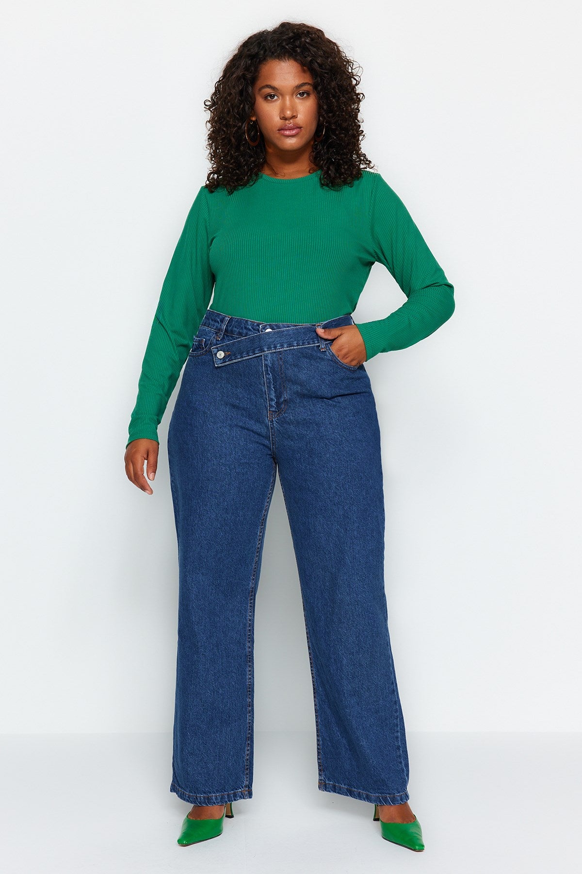 Blue Regular Waist Additional Feature Not Available Straight Plus Size Jeans Tbbaw24cj00003