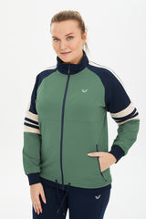 Women's Green Plus Size Round Neck Print Detailed Tracksuit 0797 Tb23wl01s0797-1