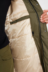 Khaki Men's Regular Fit Gabardine Parka Winter Coat Tmnaw24mo00009