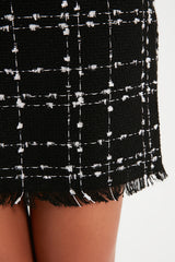 Black Tweed Fabric Mini Woven Skirt Twoaw21et0026