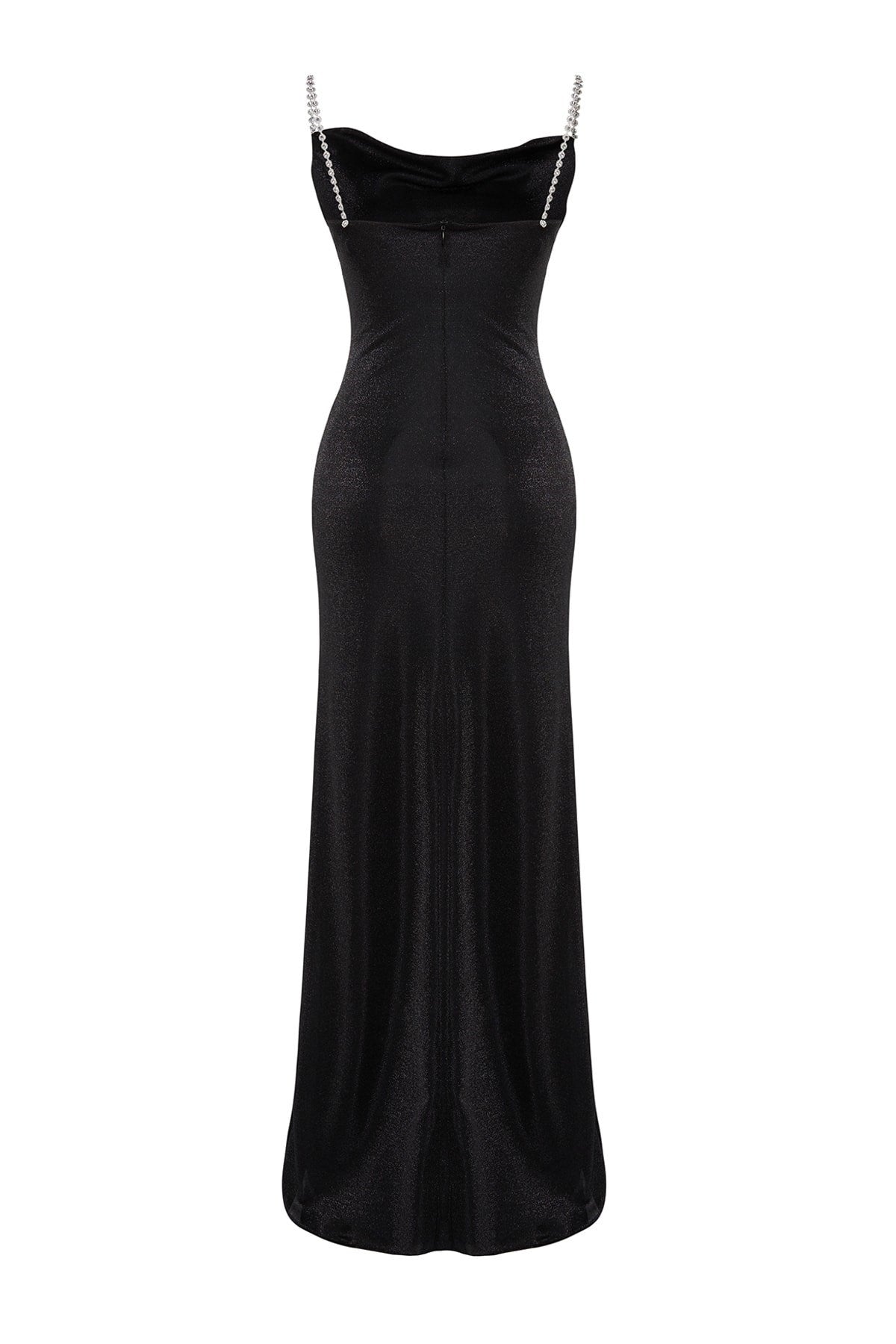 Long Evening Evening Gown Dress With Black Lining Knitted Glitter Accessory Tprss19ut0102