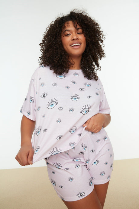 Powder Pattern Knitted Pajama Set Tbbss22pt0233