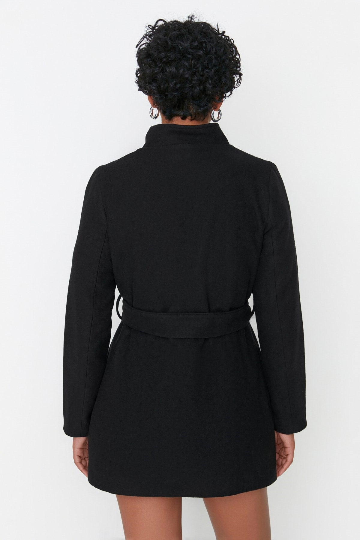 Black Belted Woolen Cashmere Coat Twoaw21kb0032