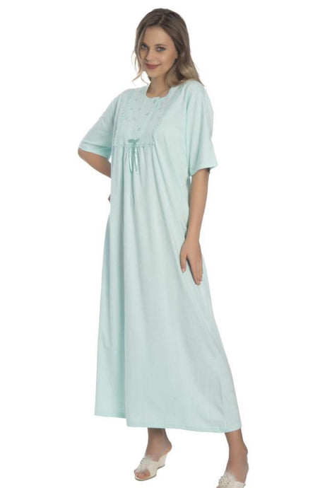 Cotton Short Sleeve Combed Nightgown Akala9006