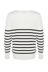 Black Striped Crew Neck Knitwear Sweater Tbbaw23an00119