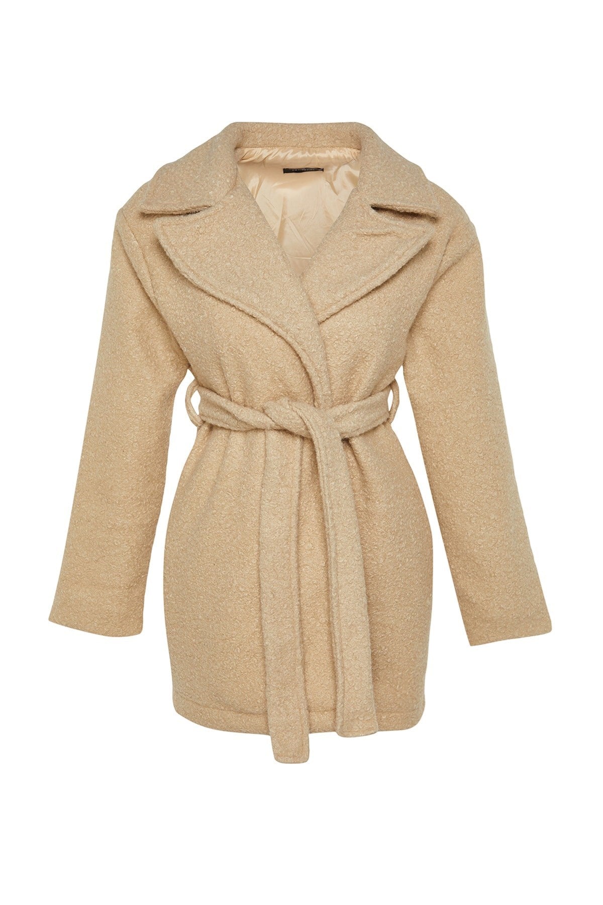 Beige Oversize Wide Cut Belted Bouquet Coat Twoaw24kb00057