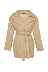 Beige Oversize Wide Cut Belted Bouquet Coat Twoaw24kb00057