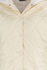 Beige Oversize Hooded Water Repellent Quilted Coat Twoaw22mo0024