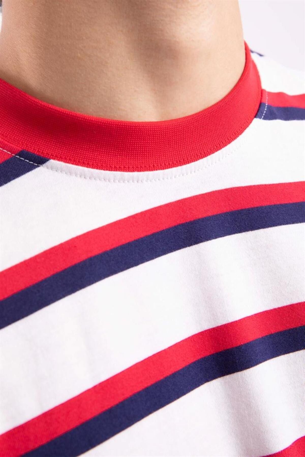 Flaw Atelier Basic Navy-red Striped Oversize T-shirt Flaw-006-005-054