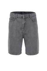 Men's Grey Men's Loose Fit Denim Jeans Shorts Flat Shorts & Bermuda Tmnss23sr00050