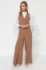 Camel Vest-pants Woven Bottom-top Suit Tctaw24us00066