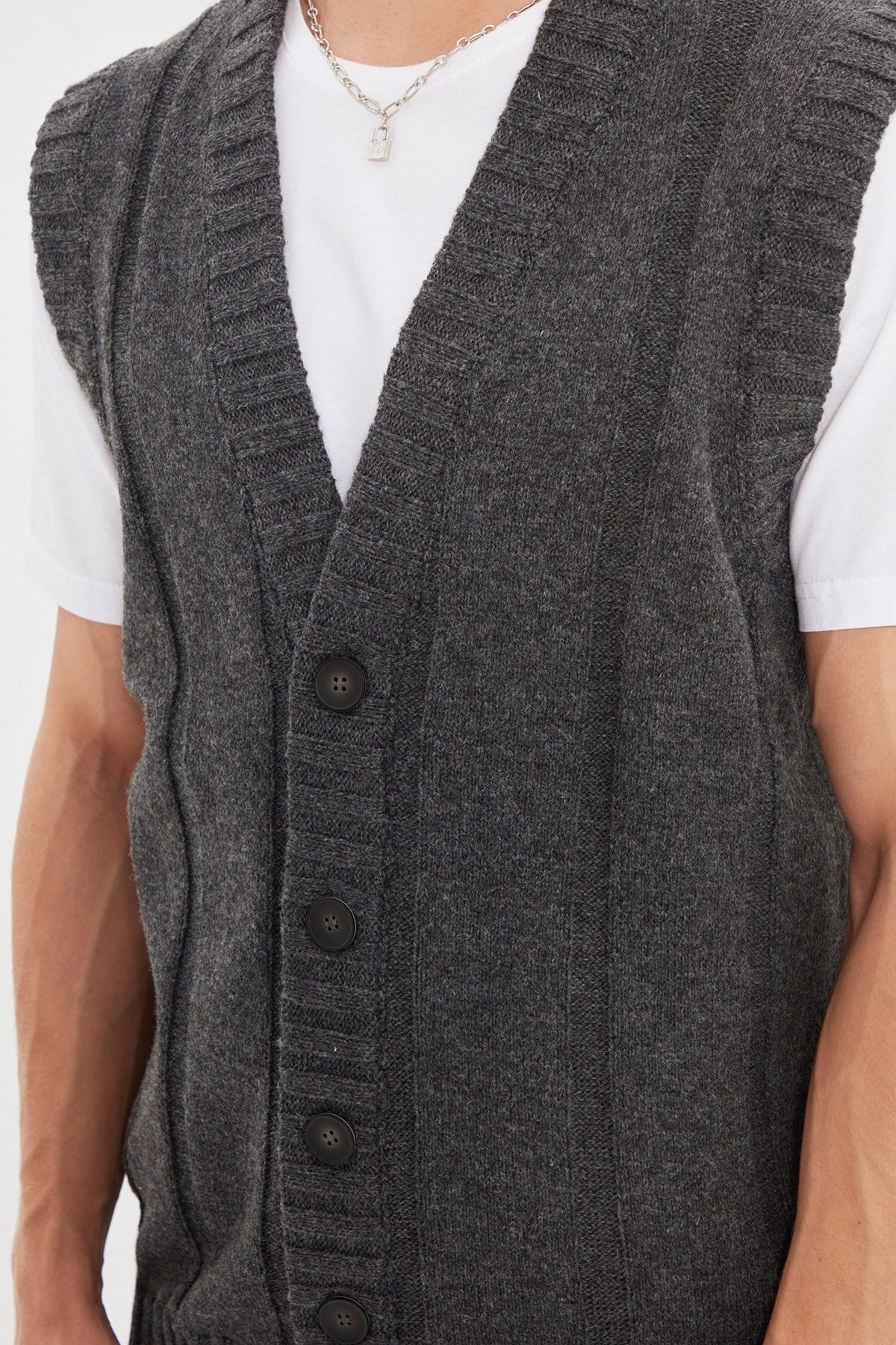 Anthracite Men's Regular Fit Vest Tmnaw22ye0049