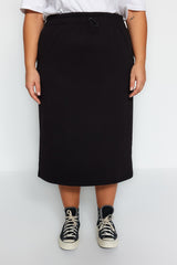 Black Stopper Detailed Thick Knitted Skirt Tbbaw24az00023